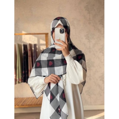 روسری چهارخونه قلبی