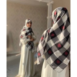 روسری چهارخونه قلبی